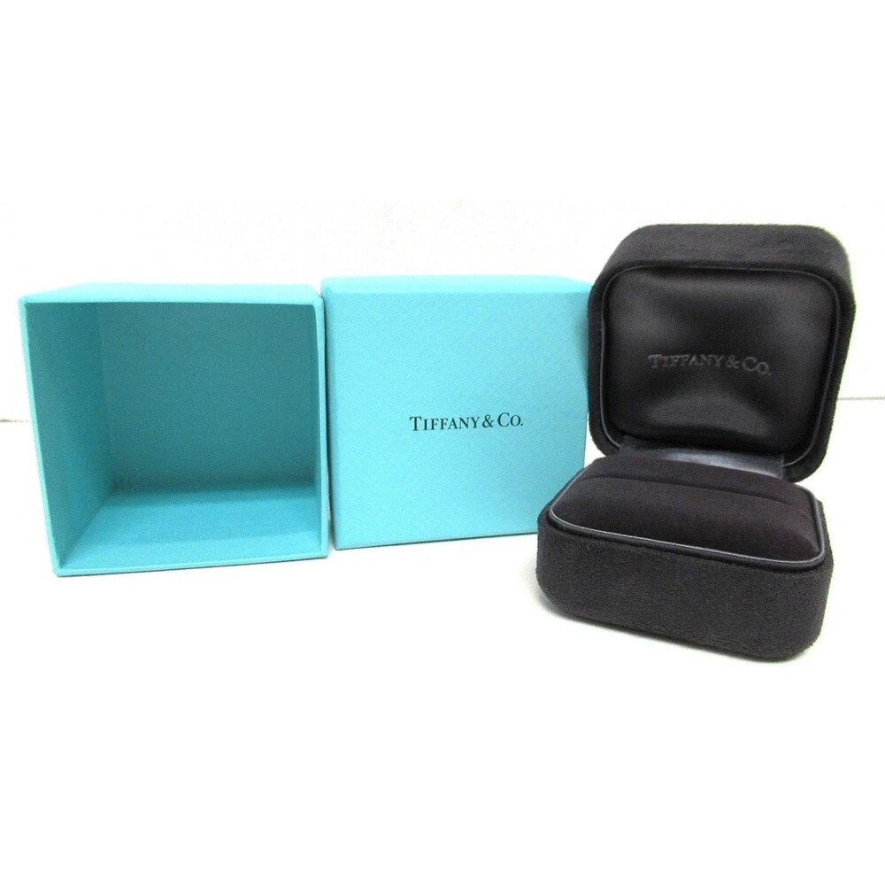 TIFFANY AND CO. Black Suede Engagement Ring Box 2" & Turquoise Gift Box